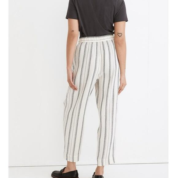 Madewell Lightspun Pull On Balloon Pants Women's XS Antique Cream Black Stripe - Picture 5 of 9
